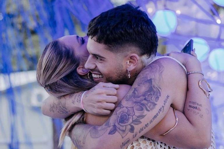 Virgínia e Zé Felipe comemoram revelação de novo bebê.