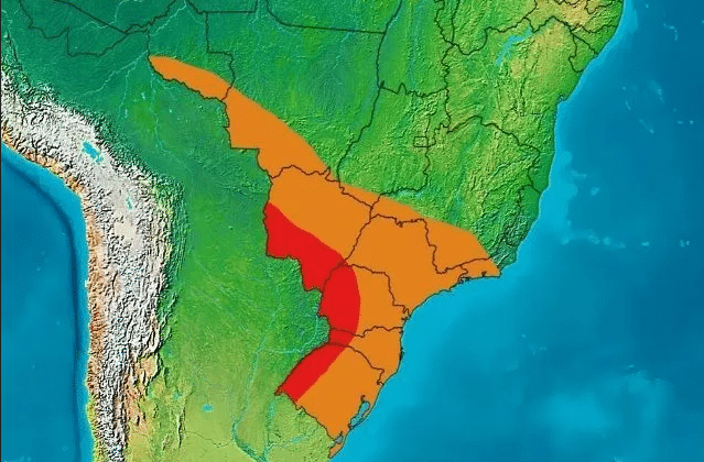 Regiões mais atingidas pela nova onda de calor no Brasil. (Fonte: Reprodução Google)