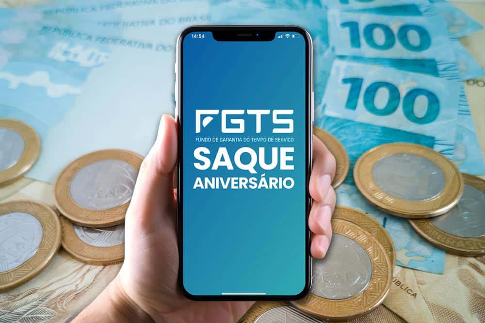 tela do celular aberta no saque-aniversário do FGTS
