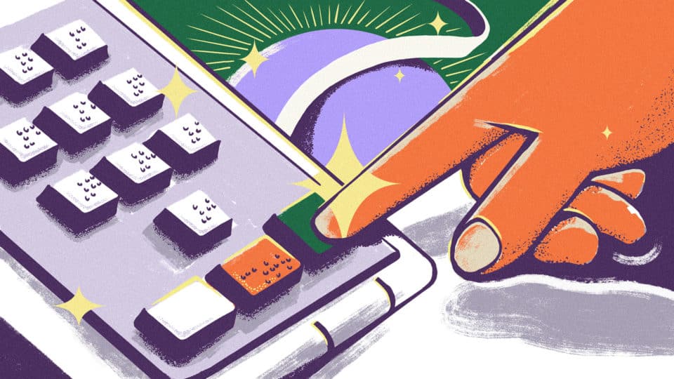 imagem ilustrativa de uma pessoa utilizando a urna eletrônica