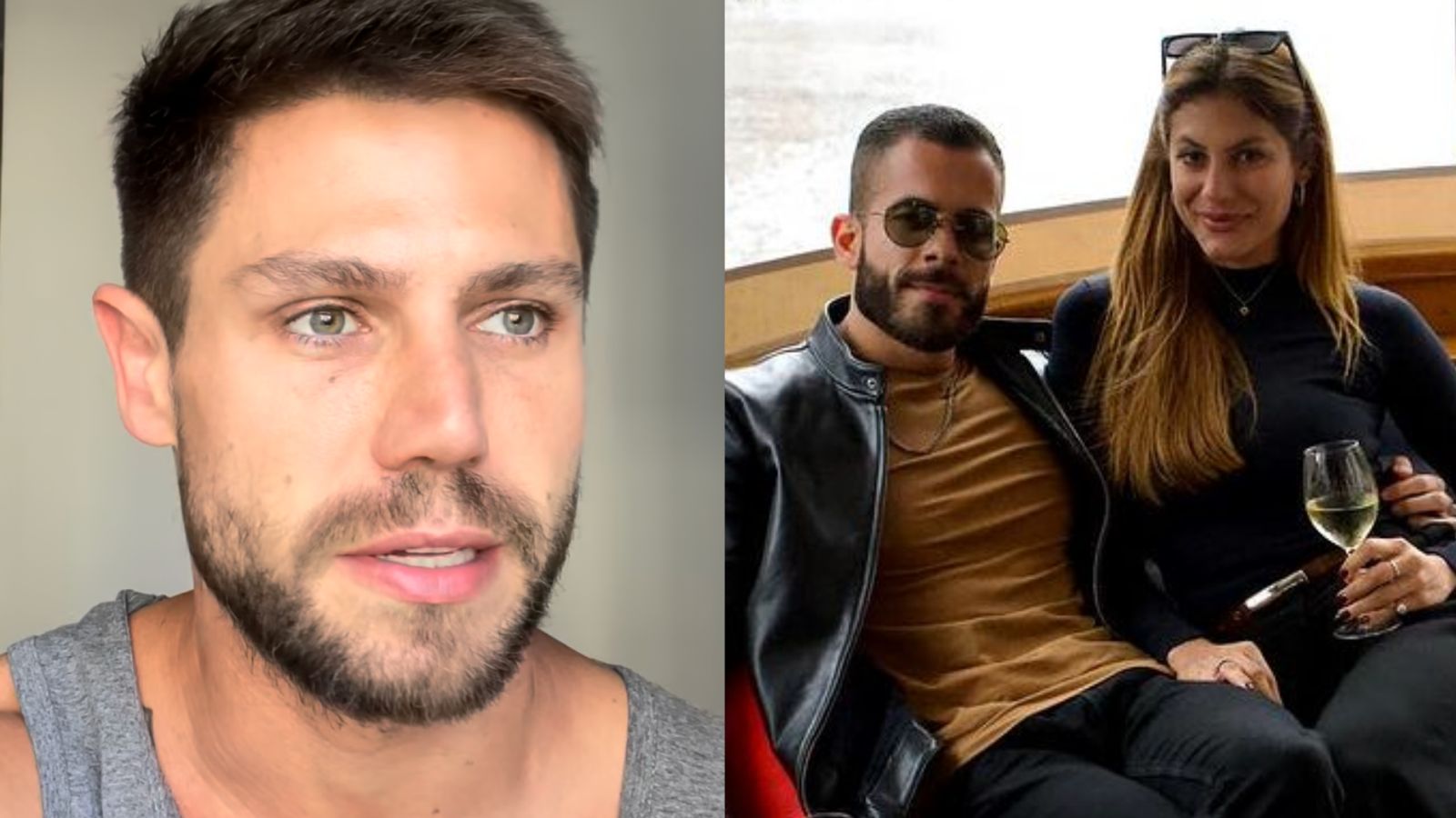 "Na montagem lado a lado, está Jonas, ex-noivo de Mari, e uma foto de Mari Gonzalez com Pipo Marques em Amsterdam."