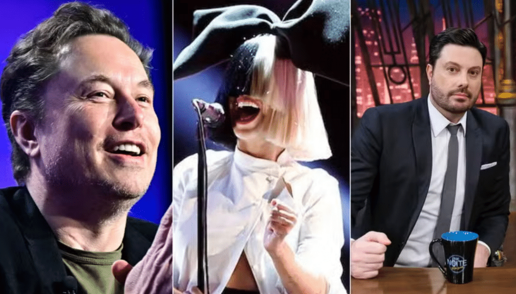 Elon Musk, Sia, Danilo Gentili e outras personalidades compartilharam que só perceberam sua neurodiversidade na vida adulta. (Fonte: AFP e reprodução).