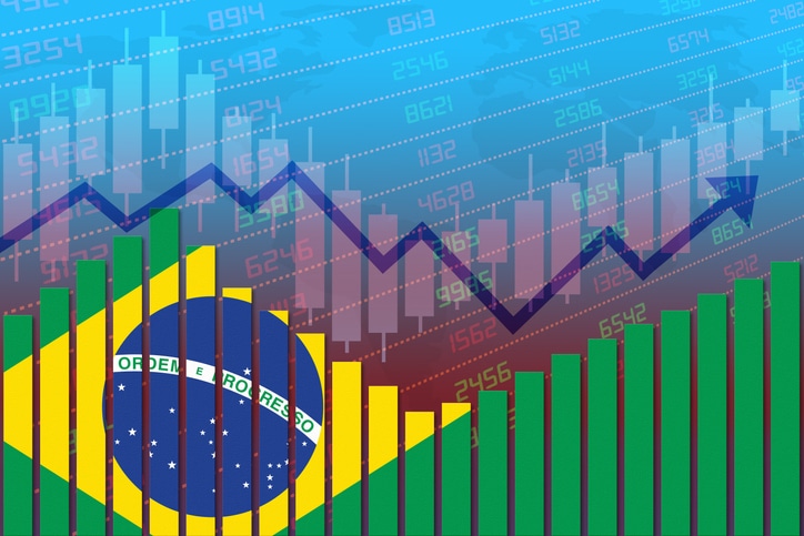 montagem da bandeira brasileira como um infográfico crescente
