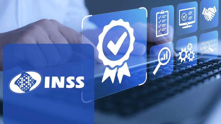 computador aberto com icones do inss