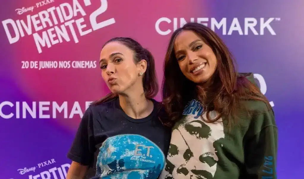 Anitta assistiu ao filme Divertida Mente 2 com Tata Werneck. (Fonte: Reprodução Google).