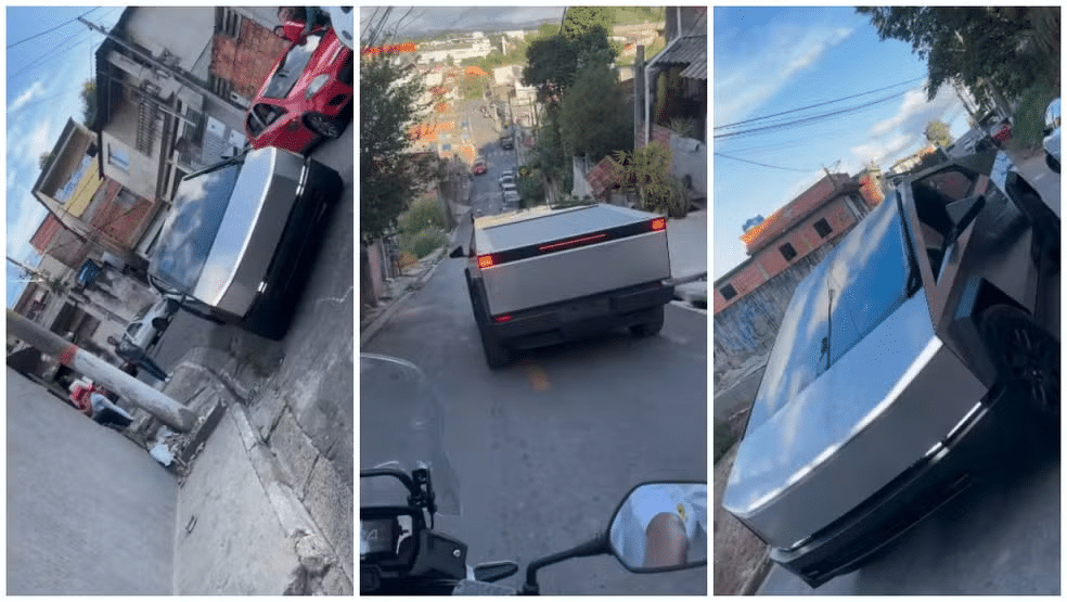 Tesla Cybertruck, o carro 'indestrutível' de Elon Musk, no Morro do Macaco, periferia na Grande SP