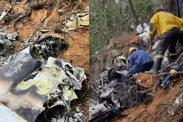 destroços do avião que caiu em Santa Catarina