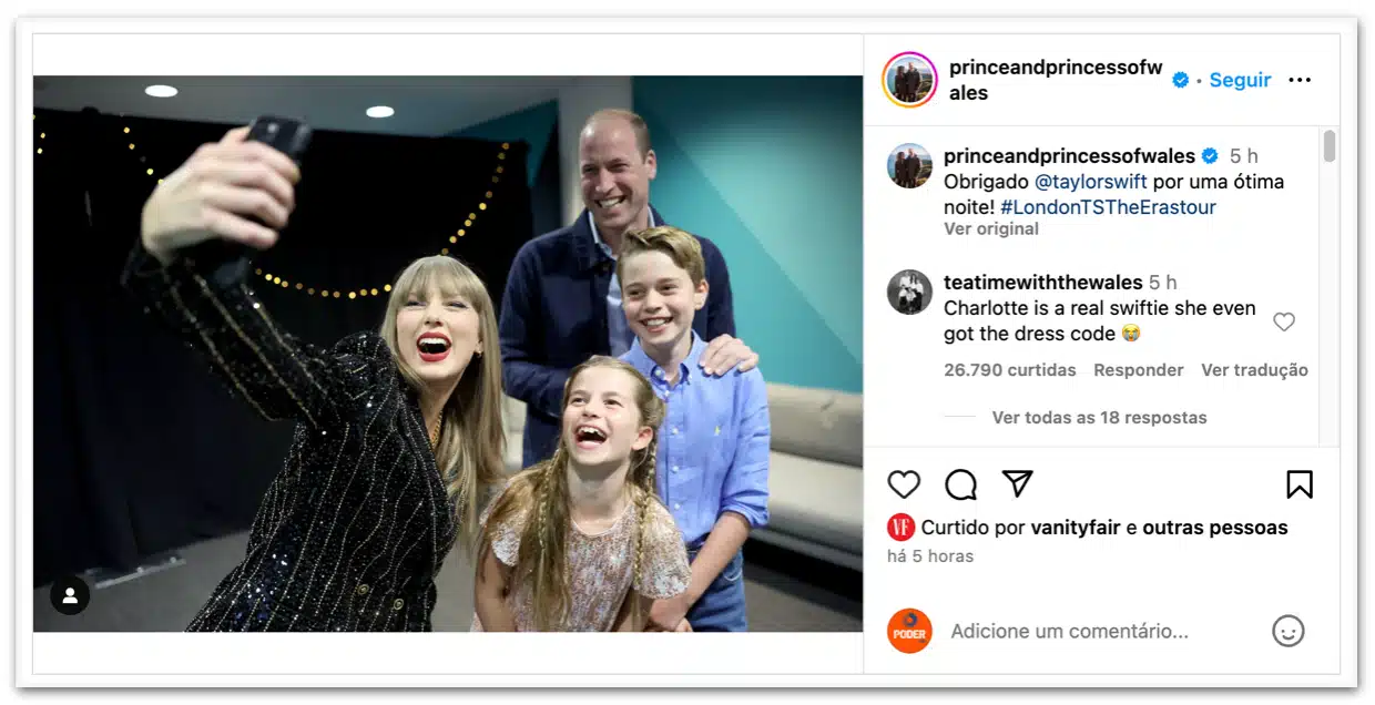 Príncipe William teve uma comemoração de aniversário no show da Taylor Swift