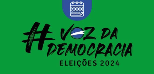 Slogan das Eleições 2024: voz da democracia. (Fonte: Tribunal Superior Eleitoral).